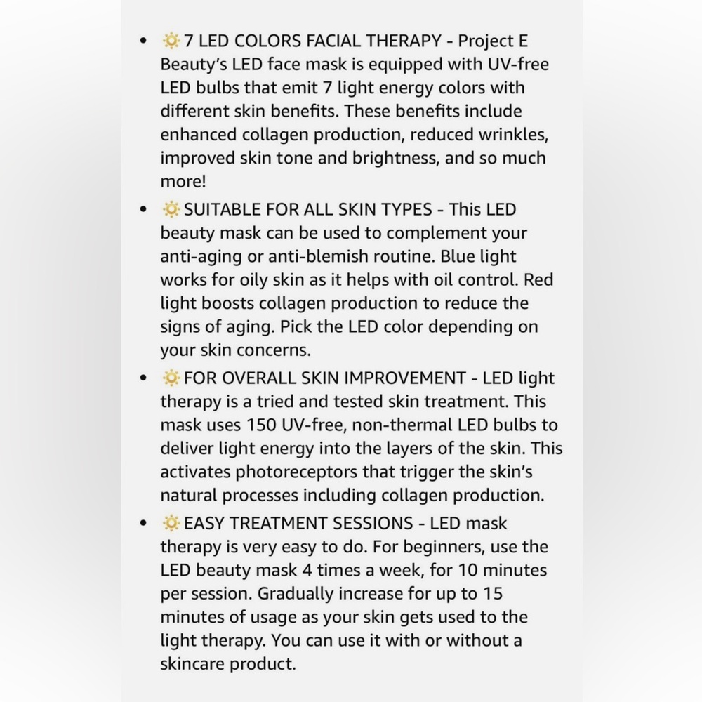 Project E Beauty LED Light Therapy Face Mask - 7 Color + Remote - Picture 6 of 6